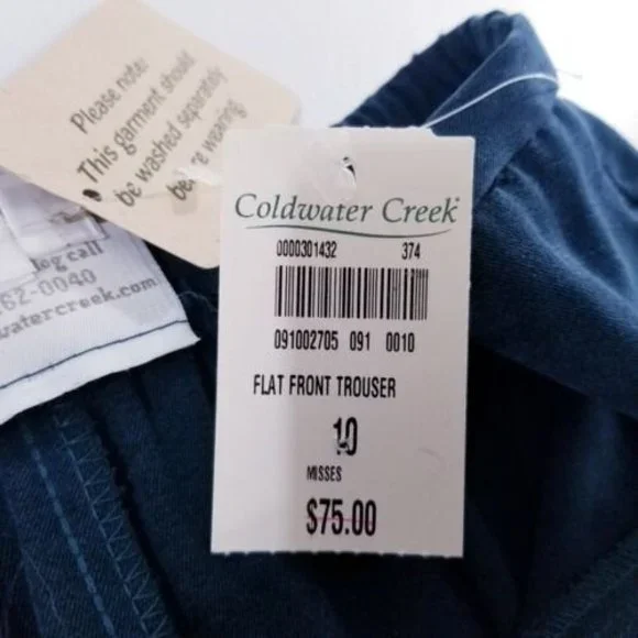 Coldwater Creek Flat Front Trouser Pants Women Size 10 NWT A02705 - Picture 4 of 11